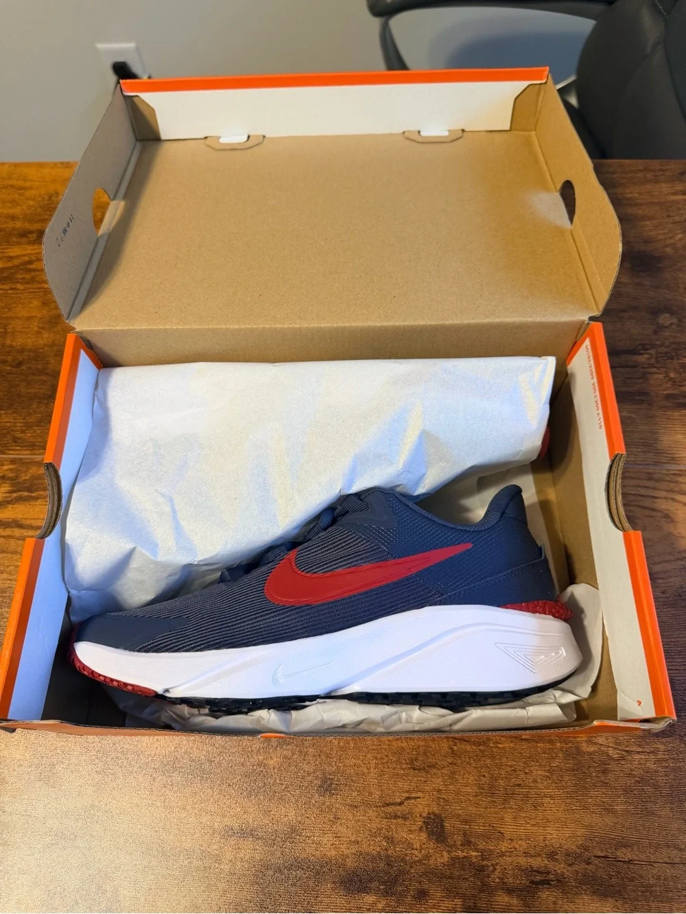 Nike Kids Navy Sneakers with Red Swoosh